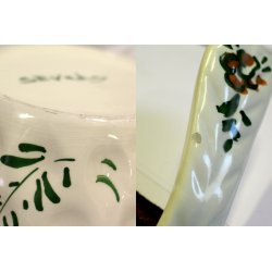 ANTICO VASO Ceramica INSALATIERA MACEDONIA CON CUCCHIAIO Sevres PRIMI '900 FIORI