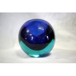 POSACENERE VETRO SOMMERSO MURANO PARABOLICO Seguso F. POLI ART GLASS BLU VERDE