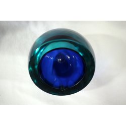 POSACENERE VETRO SOMMERSO MURANO PARABOLICO Seguso F. POLI ART GLASS BLU VERDE