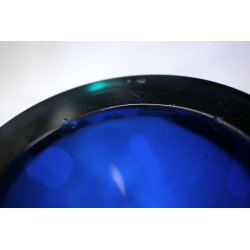 POSACENERE VETRO SOMMERSO MURANO PARABOLICO Seguso F. POLI ART GLASS BLU VERDE