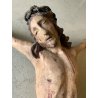 ANTICO CORPUS CHRISTI CRISTO CROCIFISSO 75 cm/h LEGNO SCOLPITO DIPINTO INRI '600