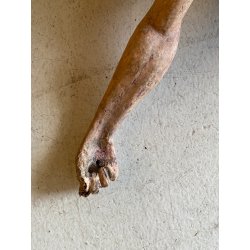 ANTICO CORPUS CHRISTI CRISTO CROCIFISSO 75 cm/h LEGNO SCOLPITO DIPINTO INRI '600