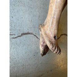 ANTICO CORPUS CHRISTI CRISTO CROCIFISSO 75 cm/h LEGNO SCOLPITO DIPINTO INRI '600