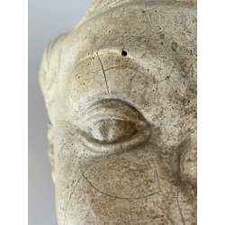 SCULTURA TESTA BAMBINO PUTTO PIETRA ARENARIA STILE BAROCCO NEOCLASSICO XVIII sec