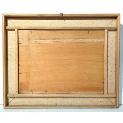 QUADRO ATTR. Davide Minetti DIPINTO MATERICO OLIO TAVOLA MARINA BARCHE BAIA