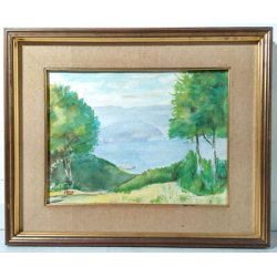 QUADRO ACQUERELLO LEVO LAGO MAGGIORE CRUS DEL GATE FIRMATO SENA DIPINTO 1980