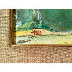 QUADRO ACQUERELLO LEVO LAGO MAGGIORE CRUS DEL GATE FIRMATO SENA DIPINTO 1980