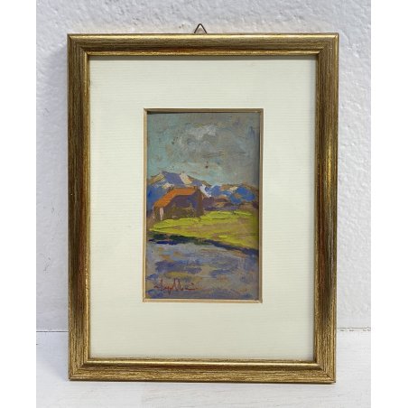 QUADRO FIRMATO Andrea Zapelloni DIPINTO OLIO TAVOLA STRESA BORGOMANERO EPOCA