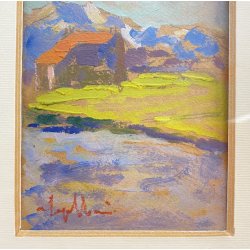 QUADRO FIRMATO Andrea Zapelloni DIPINTO OLIO TAVOLA STRESA BORGOMANERO EPOCA