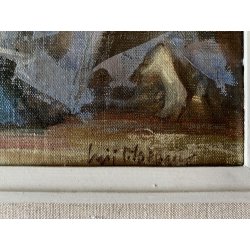 QUADRO DIPINTO OLIO Luigi Filocamo SACRA FAMIGLIA NATIVITA' REALISMO MAGICO '900