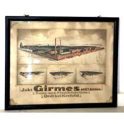 QUADRO RARA ANTICA STAMPA FABBRICA TESSILE TEDESCA JOHANNES GIRMES & CO. OLD