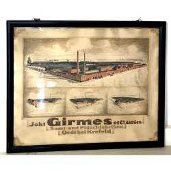 QUADRO RARA ANTICA STAMPA FABBRICA TESSILE TEDESCA JOHANNES GIRMES & CO. OLD