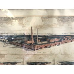 QUADRO RARA ANTICA STAMPA FABBRICA TESSILE TEDESCA JOHANNES GIRMES & CO. OLD