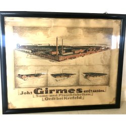 QUADRO RARA ANTICA STAMPA FABBRICA TESSILE TEDESCA JOHANNES GIRMES & CO. OLD