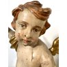 COPPIA ANTICO PUTTO BAROCCO LEGNO SCOLPITO DIPINTO DORATO 75 cm/h XVIII sec.