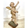 COPPIA ANTICO PUTTO BAROCCO LEGNO SCOLPITO DIPINTO DORATO 75 cm/h XVIII sec.