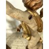 COPPIA ANTICO PUTTO BAROCCO LEGNO SCOLPITO DIPINTO DORATO 75 cm/h XVIII sec.