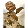 COPPIA ANTICO PUTTO BAROCCO LEGNO SCOLPITO DIPINTO DORATO 75 cm/h XVIII sec.