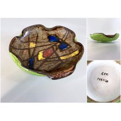 CIOTOLA SVUOTATASCHE CERAMICA Gatti FAENZA SMALTO POLICROMO VINTAGE ø 18cm '50