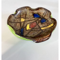 CIOTOLA SVUOTATASCHE CERAMICA Gatti FAENZA SMALTO POLICROMO VINTAGE ø 18cm '50