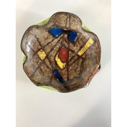 CIOTOLA SVUOTATASCHE CERAMICA Gatti FAENZA SMALTO POLICROMO VINTAGE ø 18cm '50