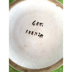 CIOTOLA SVUOTATASCHE CERAMICA Gatti FAENZA SMALTO POLICROMO VINTAGE ø 18cm '50