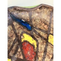 CIOTOLA SVUOTATASCHE CERAMICA Gatti FAENZA SMALTO POLICROMO VINTAGE ø 18cm '50