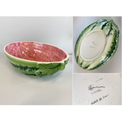 CIOTOLA PORTATA BOWL ANGURIA CERAMICA SMALTATA AEROGRAFO MANIFATTURA NOVE '50s