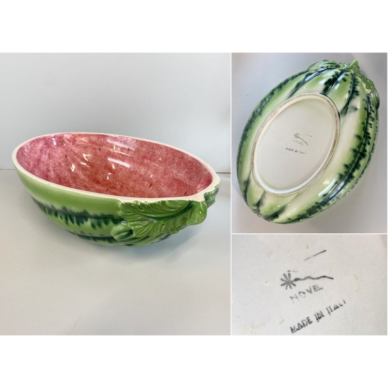 CIOTOLA PORTATA BOWL ANGURIA CERAMICA SMALTATA AEROGRAFO MANIFATTURA NOVE '50s