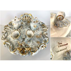 GRANDE CALAMAIO TAVOLO DOPPIO CERAMICA Turi D'Albissola STILE ROCOCO' PORTAPENNE
