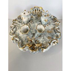 GRANDE CALAMAIO TAVOLO DOPPIO CERAMICA Turi D'Albissola STILE ROCOCO' PORTAPENNE