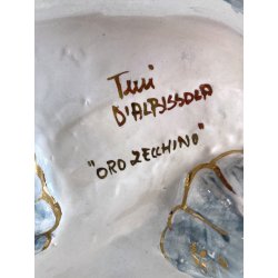 GRANDE CALAMAIO TAVOLO DOPPIO CERAMICA Turi D'Albissola STILE ROCOCO' PORTAPENNE