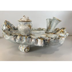 GRANDE CALAMAIO TAVOLO DOPPIO CERAMICA Turi D'Albissola STILE ROCOCO' PORTAPENNE