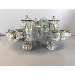 GRANDE CALAMAIO TAVOLO DOPPIO CERAMICA Turi D'Albissola STILE ROCOCO' PORTAPENNE