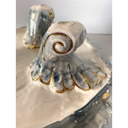 GRANDE CALAMAIO TAVOLO DOPPIO CERAMICA Turi D'Albissola STILE ROCOCO' PORTAPENNE