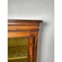 ANTICA VETRINA ESPOSITORE LEGNO NOCE EPOCA '800 CREDENZA 2 ANTE RIPIANI STOFFA