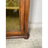 ANTICA VETRINA ESPOSITORE LEGNO NOCE EPOCA '800 CREDENZA 2 ANTE RIPIANI STOFFA