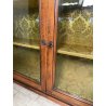 ANTICA VETRINA ESPOSITORE LEGNO NOCE EPOCA '800 CREDENZA 2 ANTE RIPIANI STOFFA