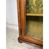 ANTICA VETRINA ESPOSITORE LEGNO NOCE EPOCA '800 CREDENZA 2 ANTE RIPIANI STOFFA