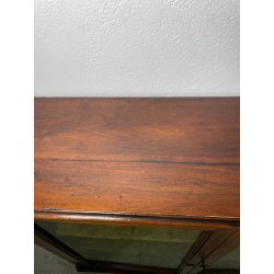 ANTICA VETRINA ESPOSITORE LEGNO NOCE EPOCA '800 CREDENZA 2 ANTE RIPIANI STOFFA