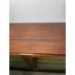 ANTICA VETRINA ESPOSITORE LEGNO NOCE EPOCA '800 CREDENZA 2 ANTE RIPIANI STOFFA