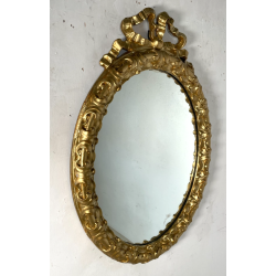 OVALE SPECCHIERA DORATA CORNICE EPOCA '900 OLD SPECCHIO LEGNO ORO MIRROR MURO