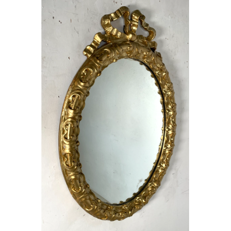 OVALE SPECCHIERA DORATA CORNICE EPOCA '900 OLD SPECCHIO LEGNO ORO MIRROR MURO