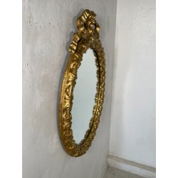 OVALE SPECCHIERA DORATA CORNICE EPOCA '900 OLD SPECCHIO LEGNO ORO MIRROR MURO