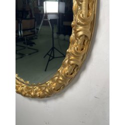 OVALE SPECCHIERA DORATA CORNICE EPOCA '900 OLD SPECCHIO LEGNO ORO MIRROR MURO