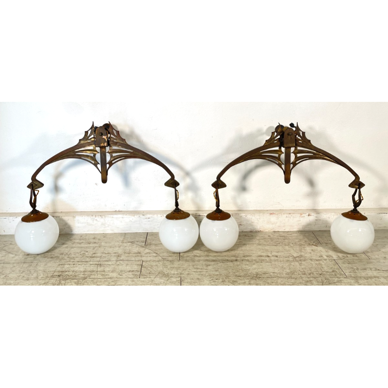 GRANDE COPPIA APPLIQUE ART NOUVEAU LIBERTY PARETE LAMPADARIO LAMPADE DECO 1920