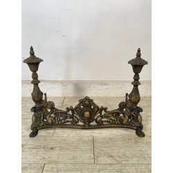 ANTICO ALARE PARA CAMINO OTTONE FUOCO EPOCA '900 FIREPLACE IRON PUTTI SCULTURA