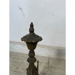 ANTICO ALARE PARA CAMINO OTTONE FUOCO EPOCA '900 FIREPLACE IRON PUTTI SCULTURA