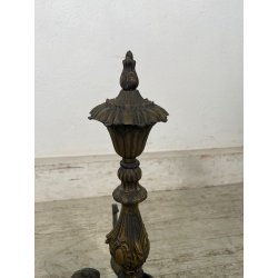 ANTICO ALARE PARA CAMINO OTTONE FUOCO EPOCA '900 FIREPLACE IRON PUTTI SCULTURA