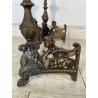 ANTICO ALARE PARA CAMINO OTTONE FUOCO EPOCA '900 FIREPLACE IRON PUTTI SCULTURA